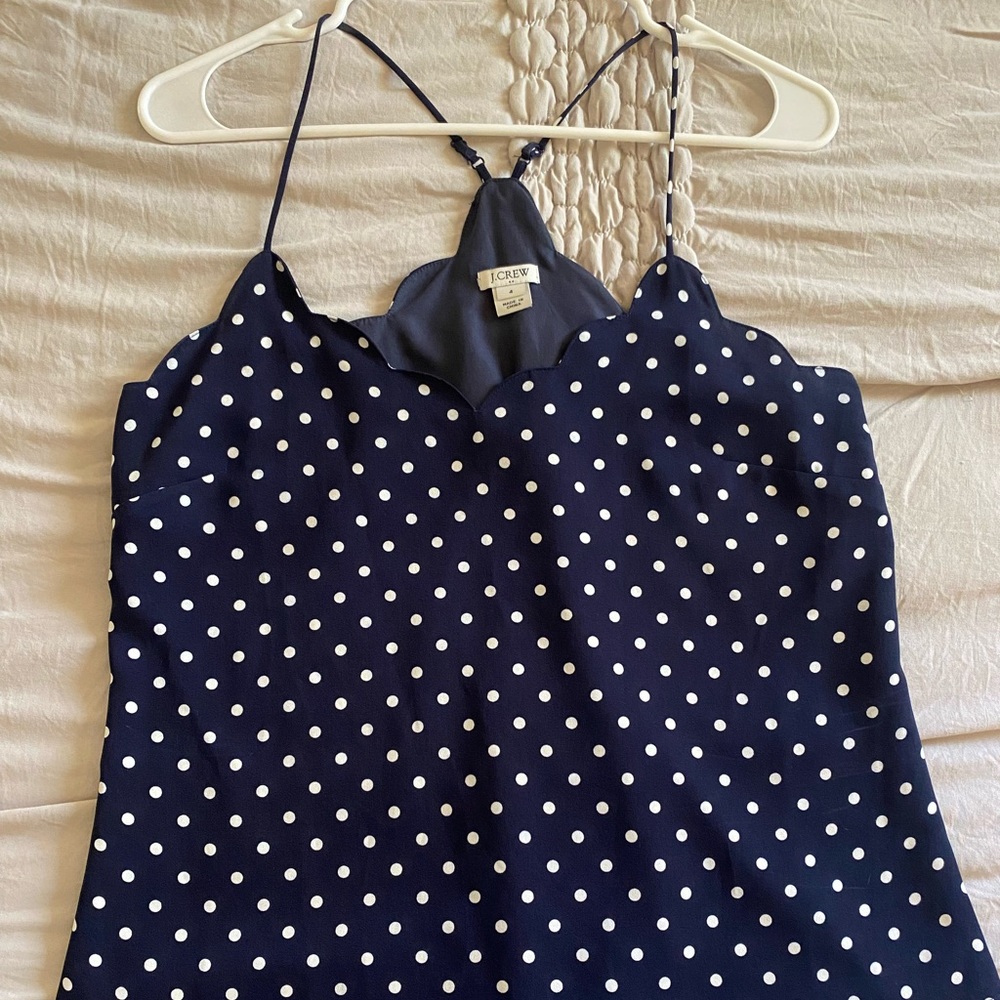 JCrew scalloped edge spaghetti strap tank.